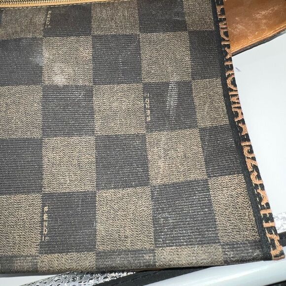 Fendi Vintage RARE Brown Checkered Box Short Handle Tote - Picture 13 of 16